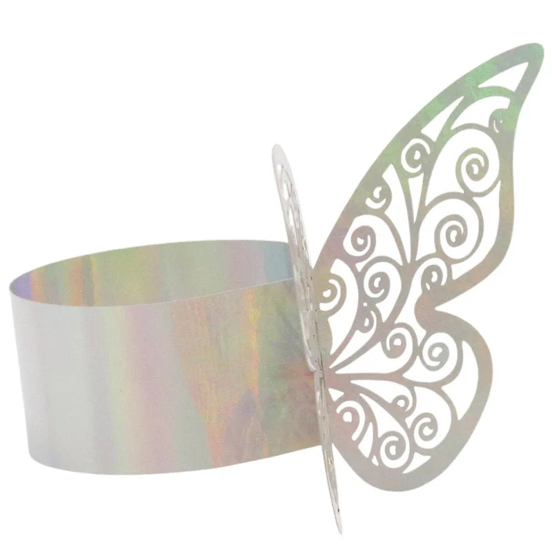 décoration table papillon ornements floraux motifs spirales rouge doré violet iridescent artisanal