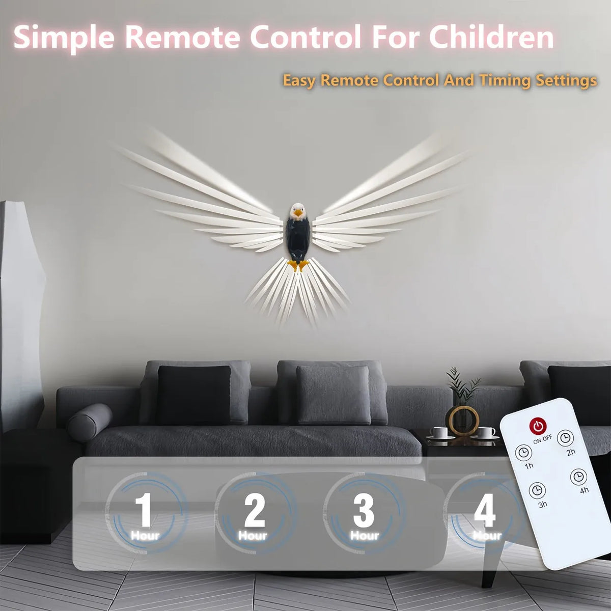 veilleuse animale compagnie aigle oiseau ailes brillantes deco moderne chambre enfants led rechargeable