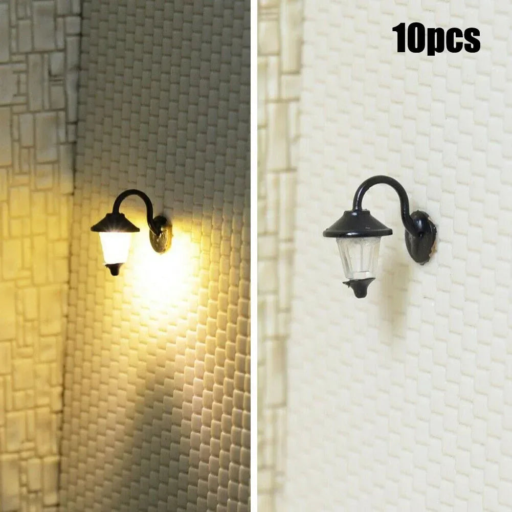 lampes rue noires classiques poteaux lumineux plastique ensemble 10 pièces