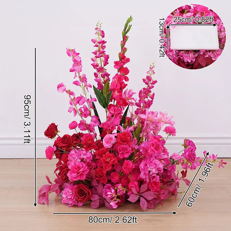 arche fleurs rose vif moderne décoration mariage anniversaire extérieur table blanche doré éléments