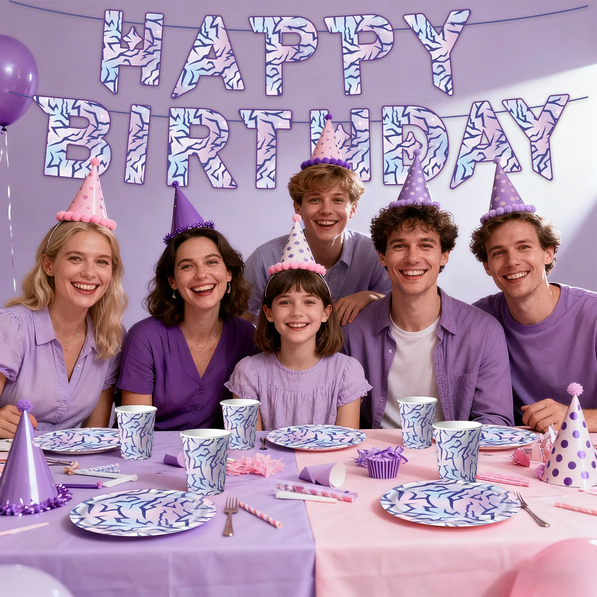 assiettes papier violet serviettes napkins gobelets plastique party purple hunter decorations anniversaire festifs moderne