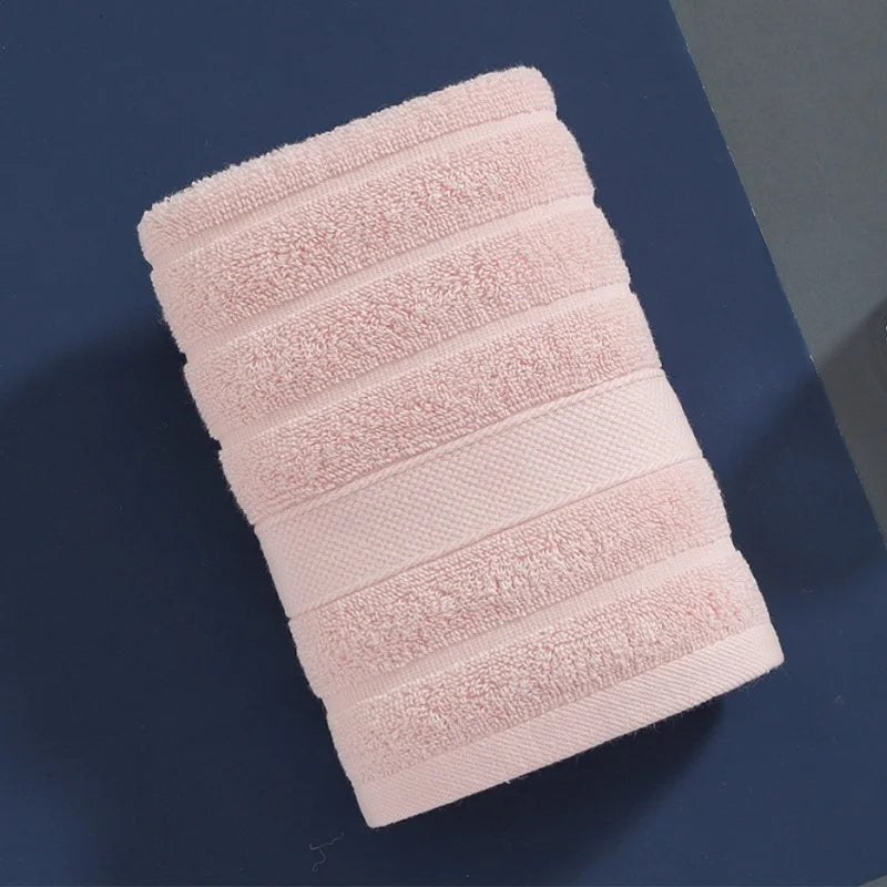 serviettes coton 100% rayures horizontales blanc rose gris bleu absorption élevée face main 35x35cm