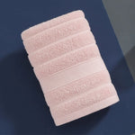 serviettes coton 100% rayures horizontales blanc rose gris bleu absorption élevée face main 35x35cm