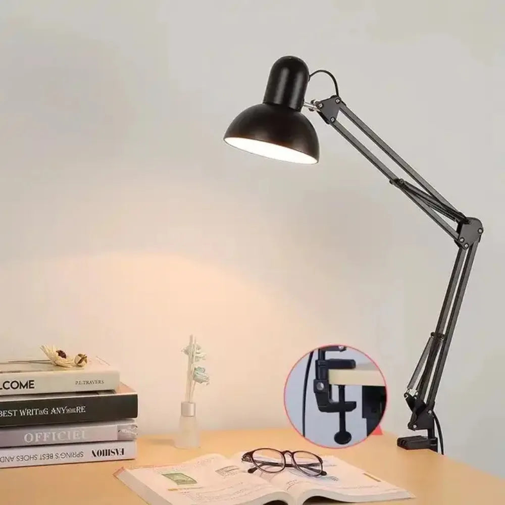 lampe moderne articulée clip noir ampoule E27 interrupteur led opacité fonctionnelle chambre étude