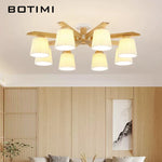 plafonnier led bois abat jour plissé moderne minimaliste chambre salon sourceMapping: