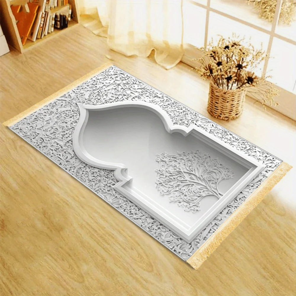 tapis rose ornements floraux lavable polyester classique voyage prière plage cuisine