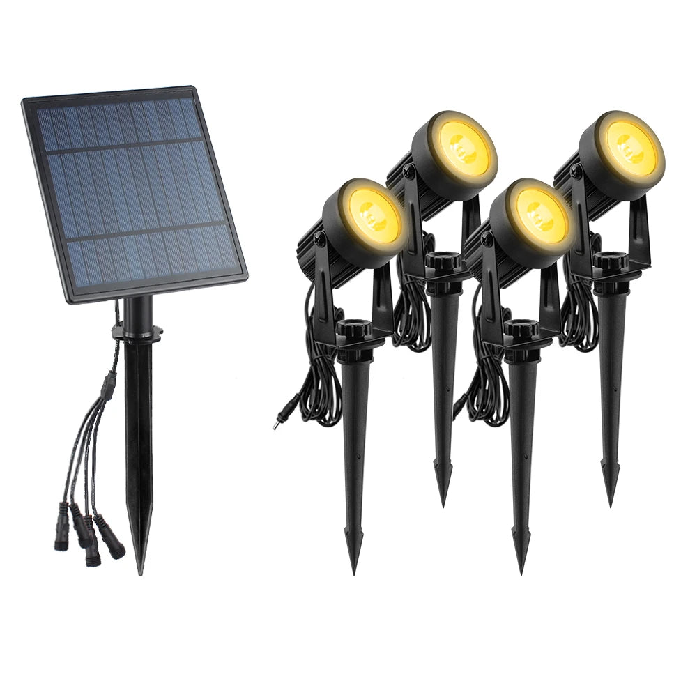 projecteur solaire led ip65 moderne noir matextérieur câble controle rgb autonomie
