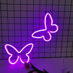 néons lumineux papillon cœur rose bleu violet blanc moderne décoration anniversaire noël mariage chambre