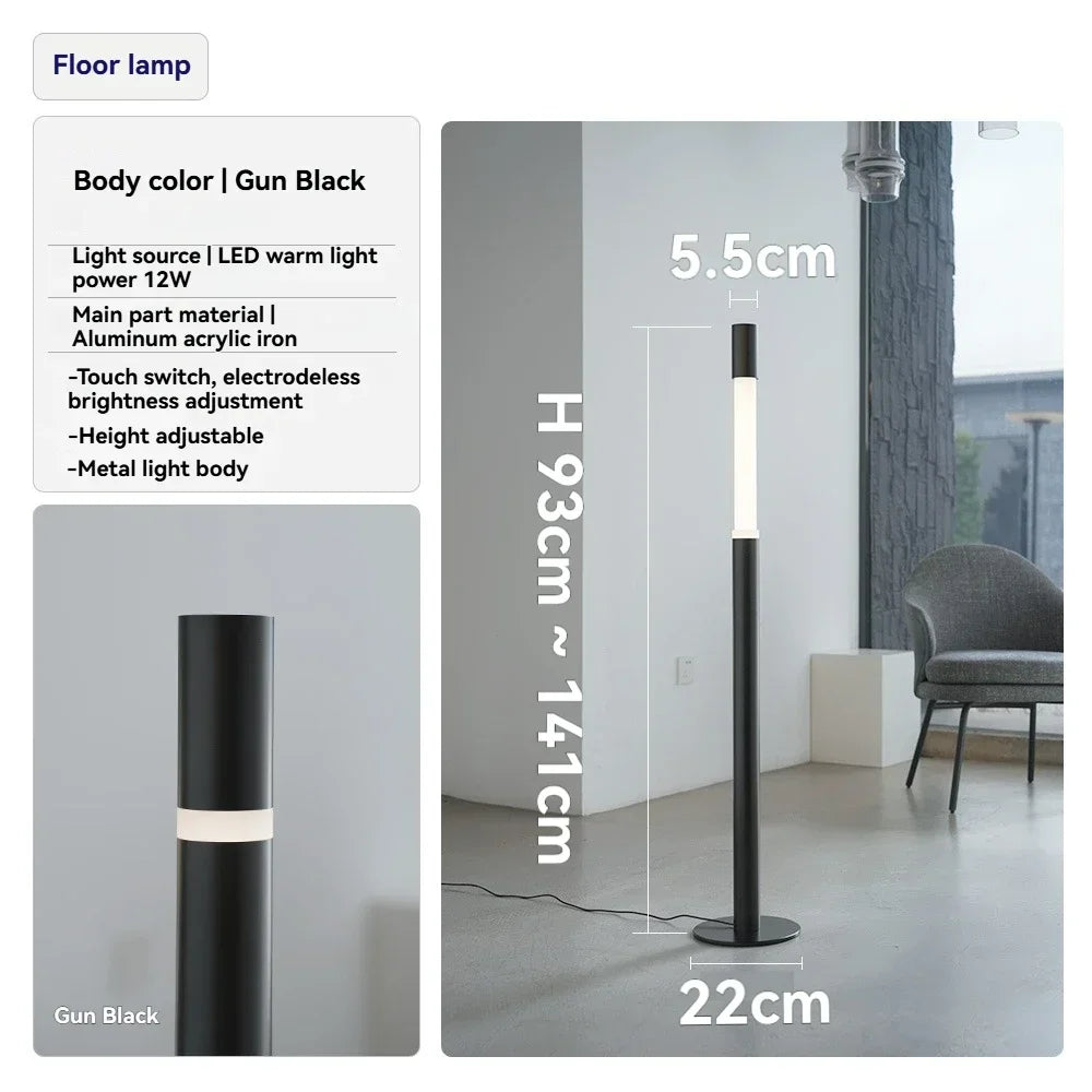 lampe sol moderne minimaliste led tactile noir blanc doré réglable haute qualité aluminium