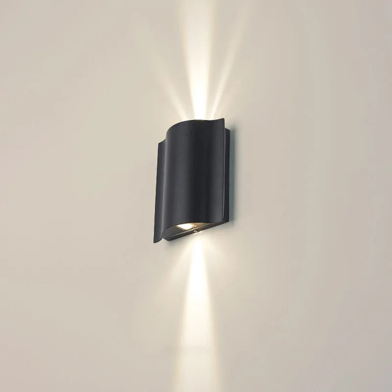 lampes murales extérieures noir ondulées ip55 6w 12w 18w moderne aluminium