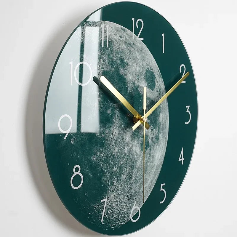 horloge murale moderne noire étoiles galaxie lumineuses salon décoration opaque aiguilles électrique