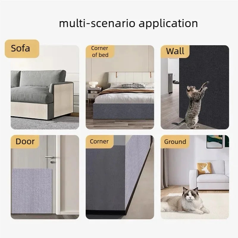 tapis griffoir chat adhésif texturé moderne protection canapé gris feutre fixe mur durable