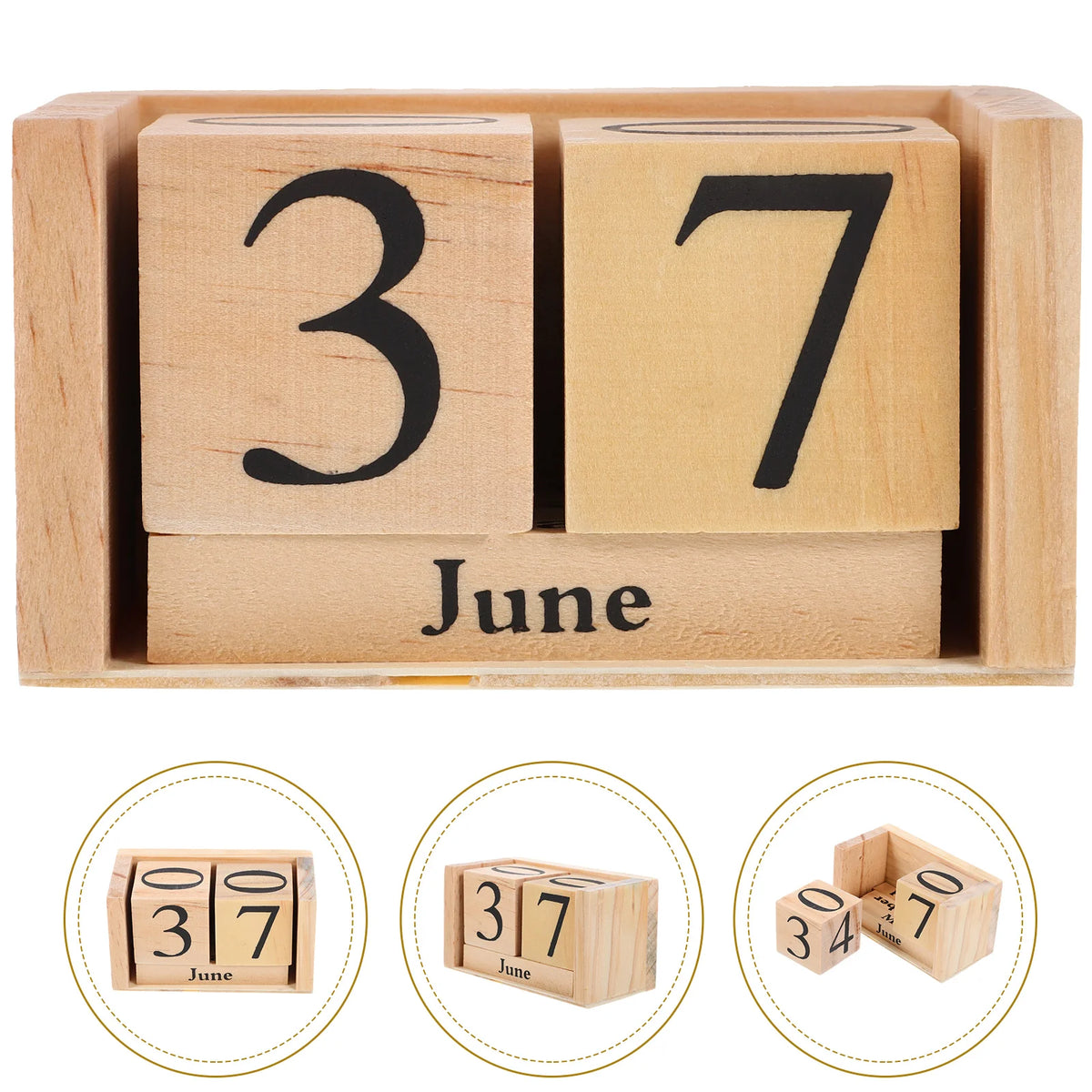calendrier bois naturel clair grain minimaliste chiffres mois année