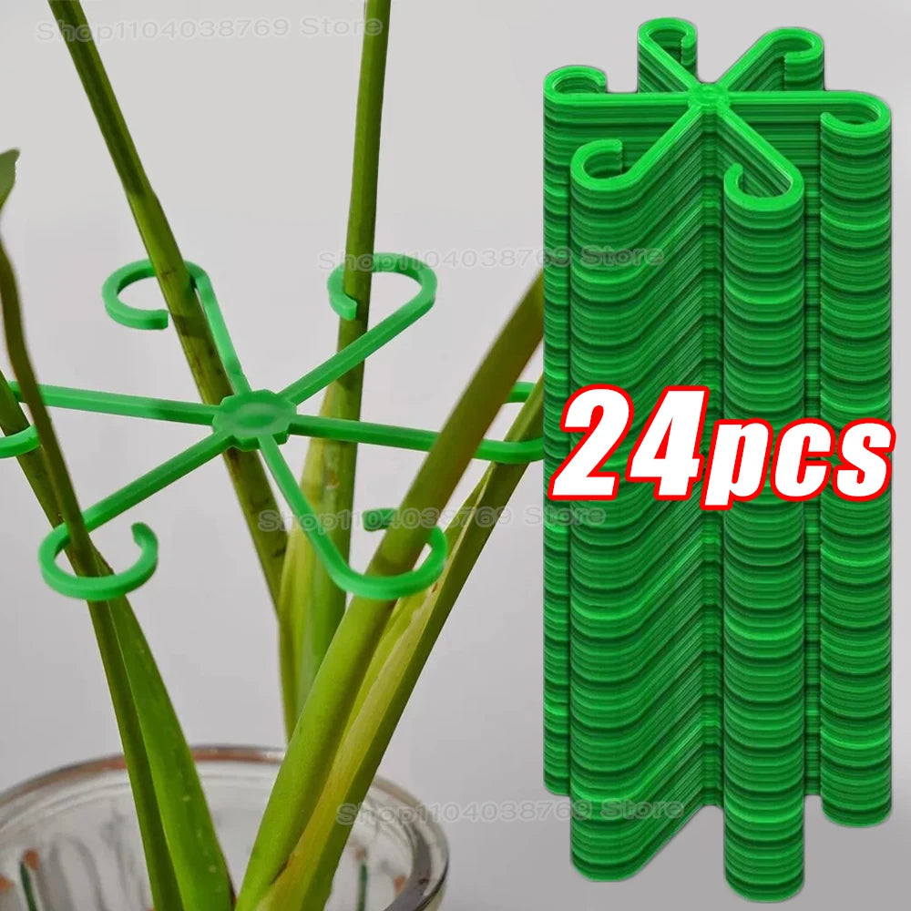 Support plante intérieure vert floral moderne clips fixations six courbes incurvées plastique