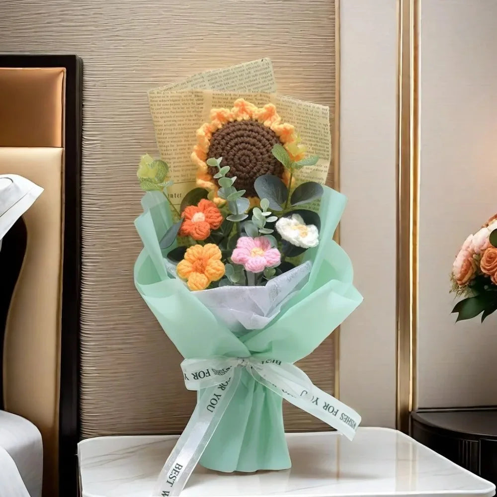 bouquet fleurs artificielles orange jaune rose moderne décoration intérieure anniversaire fête minimaliste