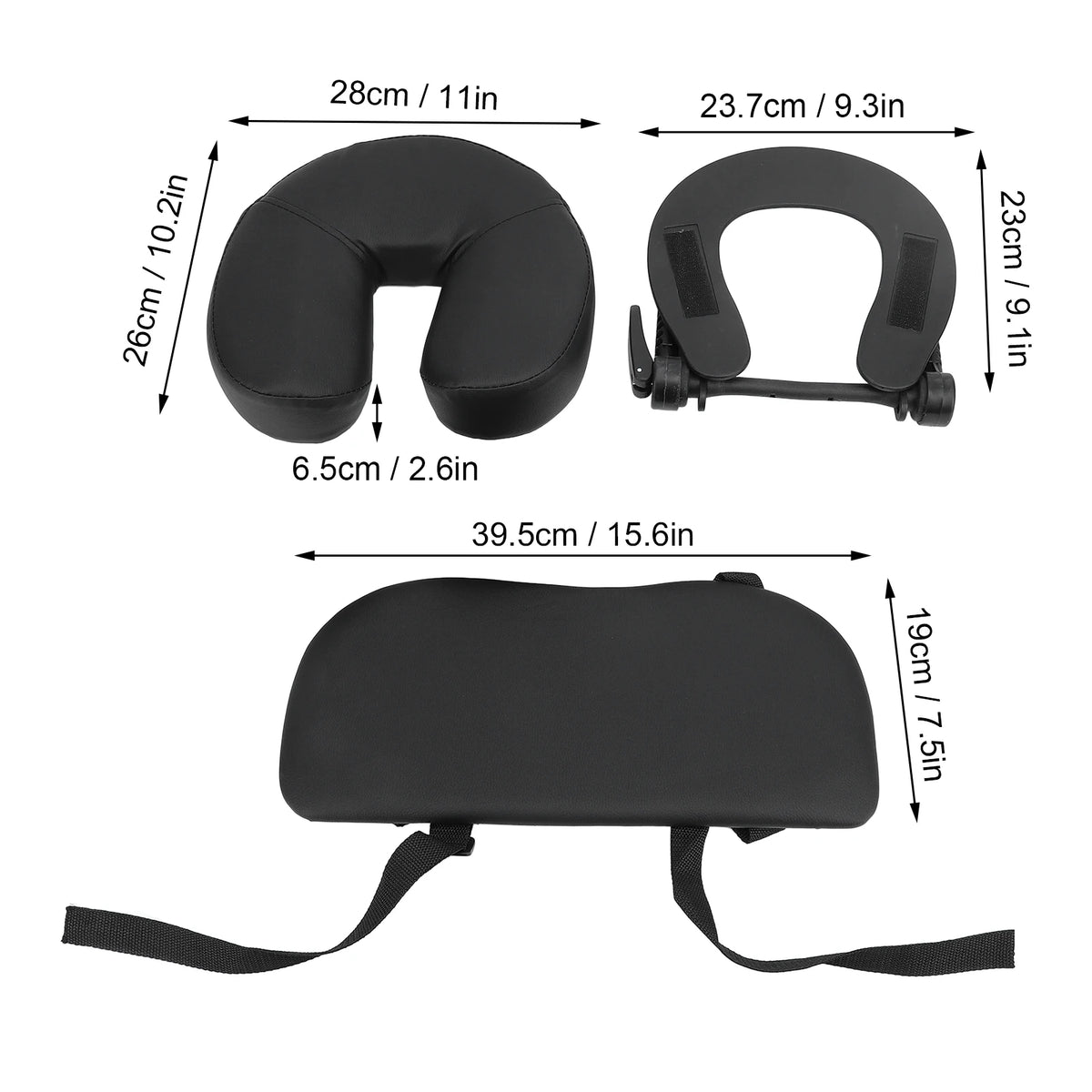 masseur facial coussin simili cuir noir ceintures ajustables massage tête relaxation esthétique salon beauté