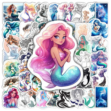 stickers vinyle imperméables sirènes dessin animé scrapbooking téléphone ordinateur portable bouteille hydroflask