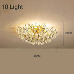 lampe moderne dorée transparentes branches élégantes LED 2000 82000 lumens 10 15 ampoules