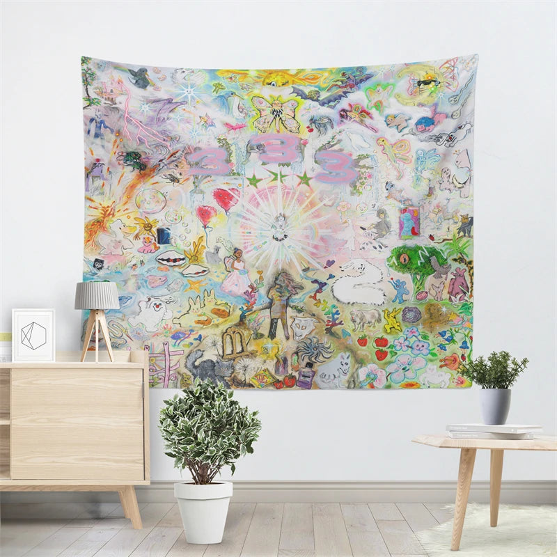 tapisserie murale moderne multicolore abstraite salon chambre décoration polyester rectangle illustrée