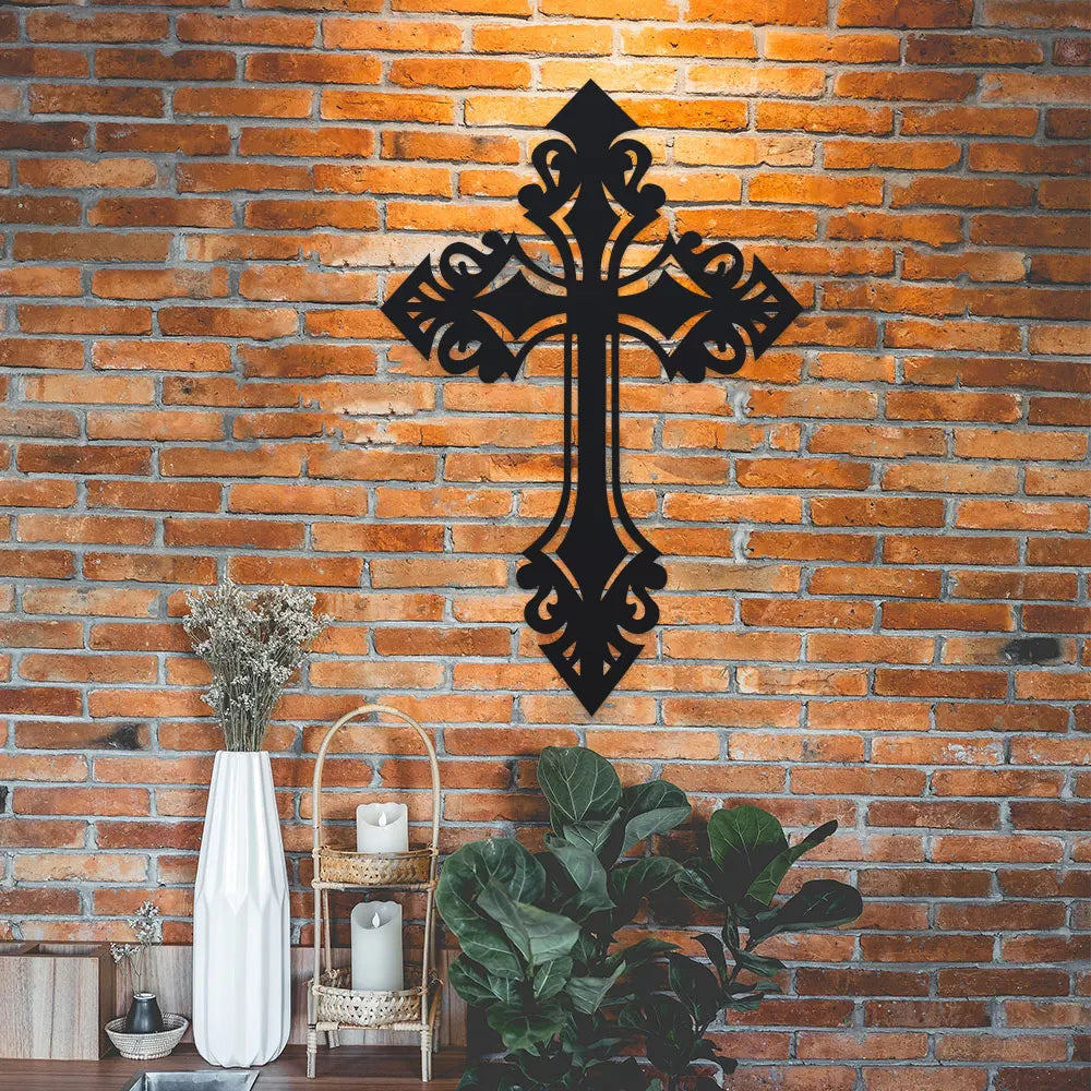 décoration murale croix motif floral gothique baroque religieux moderne