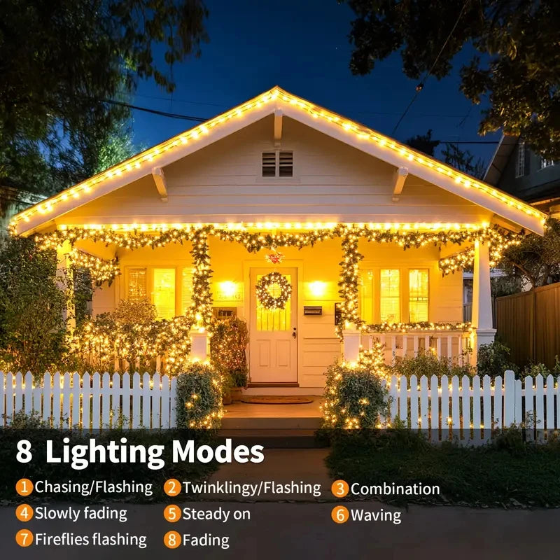 guirlande lumineuse solaire dorée modes étanches noël extérieure moderne decoration jardin led fil cuivre