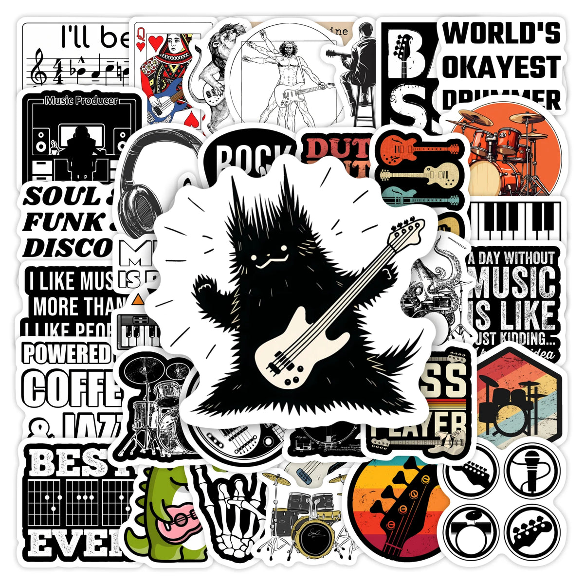 sticker musical vinyle waterproof jazz rock animal lettres instruments graphiques