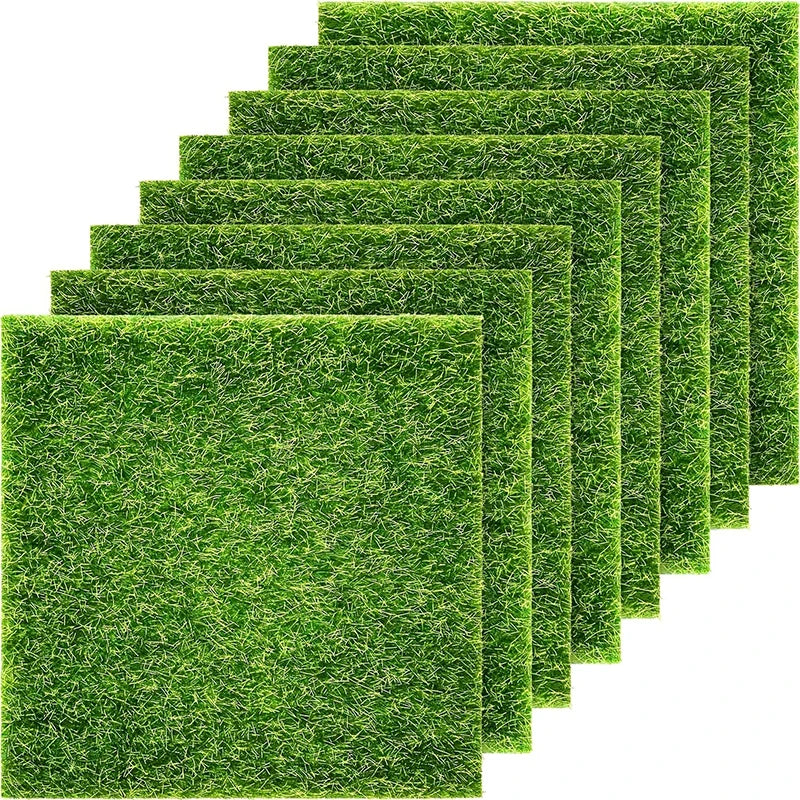 tapis décoration extérieure herbe artificielle vert imitation gazon texturé opalescent animaux miniatures jardin