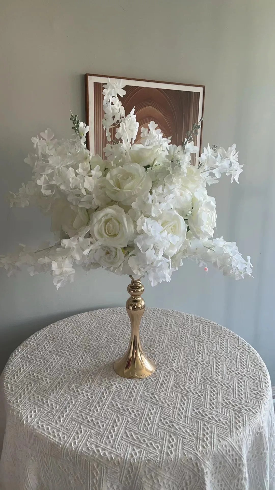 arche fleurs artificielles blanches décoration moderne mariage intérieur soie 120cm 60cm