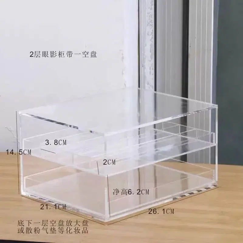 boîte rangement transparente moderne fards paupières blush rouge lèvres poudre cosmétiques minimaliste sans motif