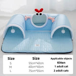 lit chat tapis respirant tissu géométrique moderne vert clair jaune bleu clair