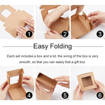 boîtes cadeaux kraft fenêtre transparente simple rustique mariage anniversaire fêtes 10cm 10cm 3cm