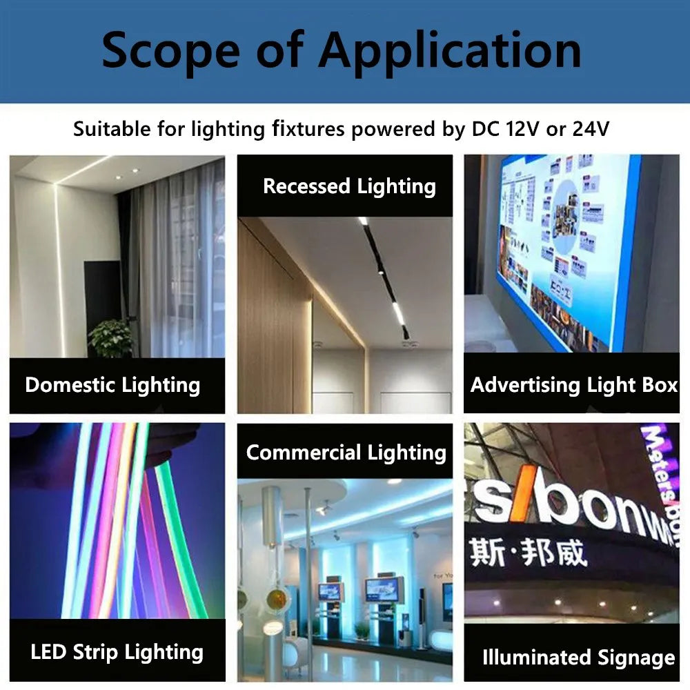 alimentation led 12v 24v 60w 100w 200w 300w 400w noir transformateur d'éclairage safe moderne