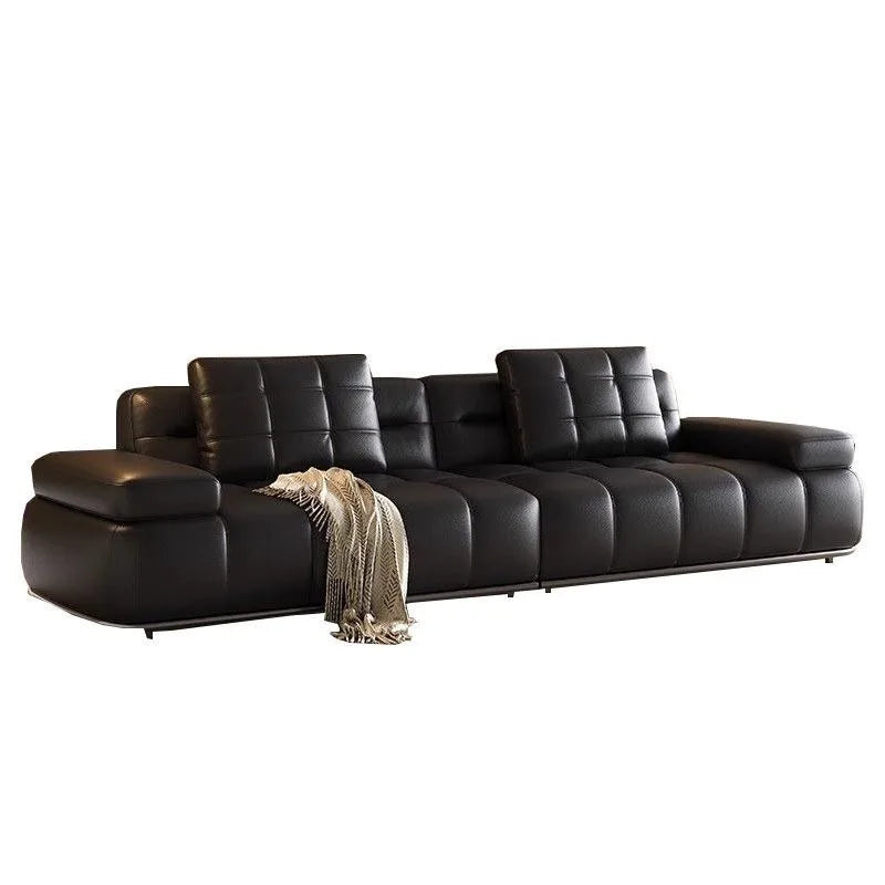 canapé d'angle cuir moderne forme marron noir salon grande capacité