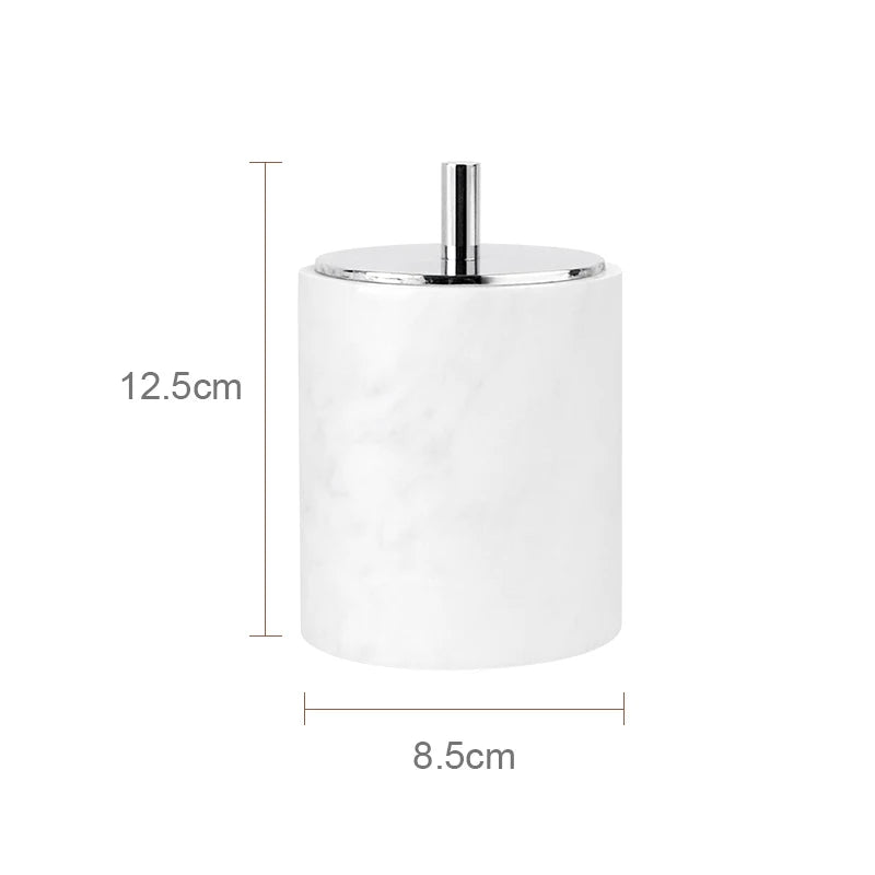 ensemble salle bain marbre blanc doré distributeur savon boîte mouchoirs diffuseur moderne