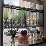 rideau noir floral transparent dentelle élégant cuisine maison 100cm 145cm 175cm