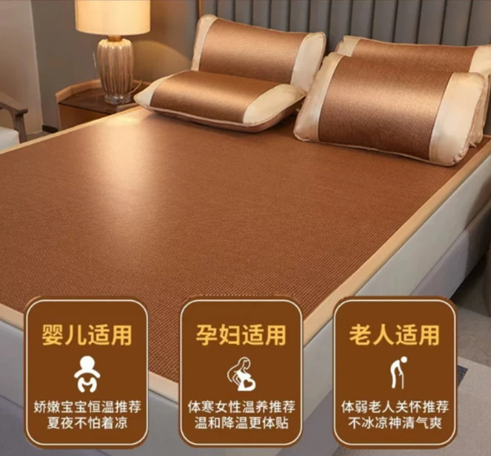 matelas marron clair tissé motifs géométriques moderne confortable ruban adhésif