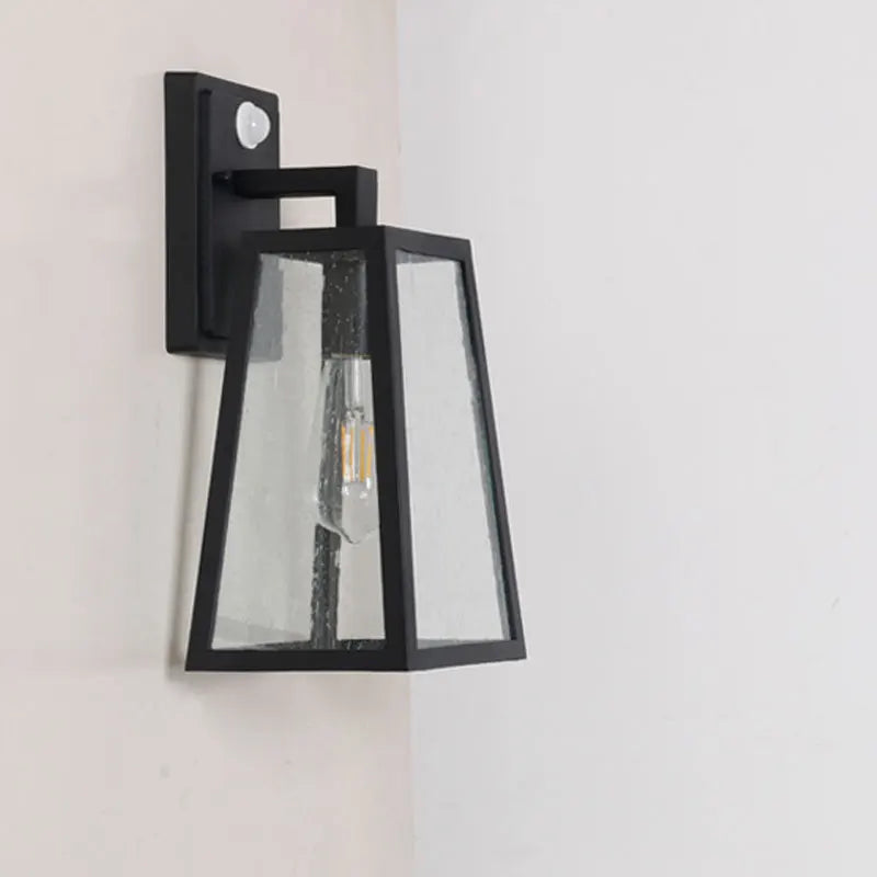 lampe murale moderne noire transparente capteur mouvement ampoule led fixée murentrée chambre coucher
