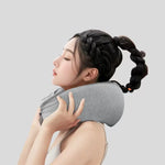 coussin voyage forme velours noir bleu gris confortable portable sac rangement
