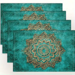 tapis table moderne carrés noirs blancs motifs floraux assiettes cuillères fourchettes 32x42cm respectueux environnement