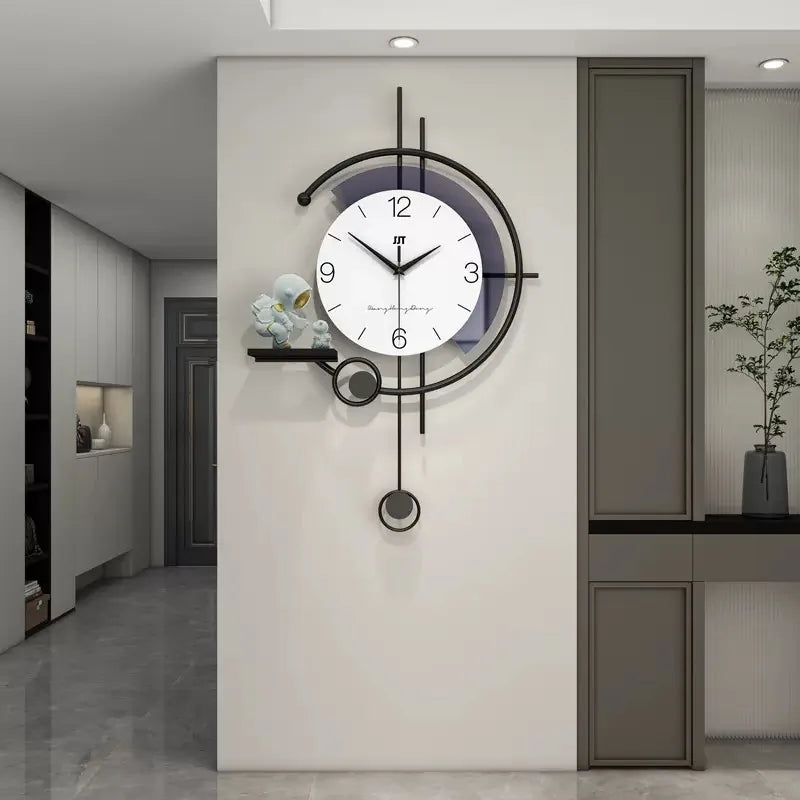 horloge murale moderne minimaliste noir blanc salon aiguille rond simple decoration interieur