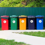 autocollants recyclage bouteilles verres fruits rouge vert orange bleu pouces simple graphique