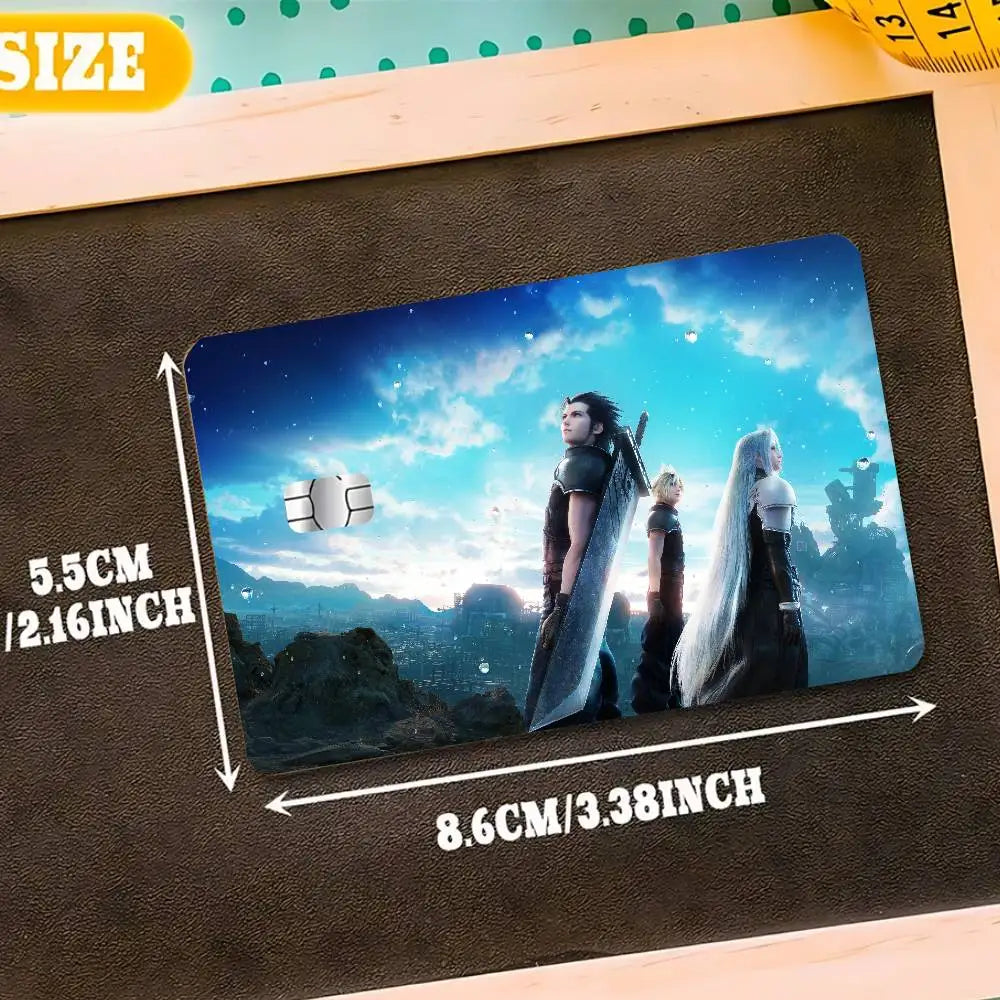 autocollants carte bancaire final fantasy moderne bleu vert waterproof réutilisable set stickers papier