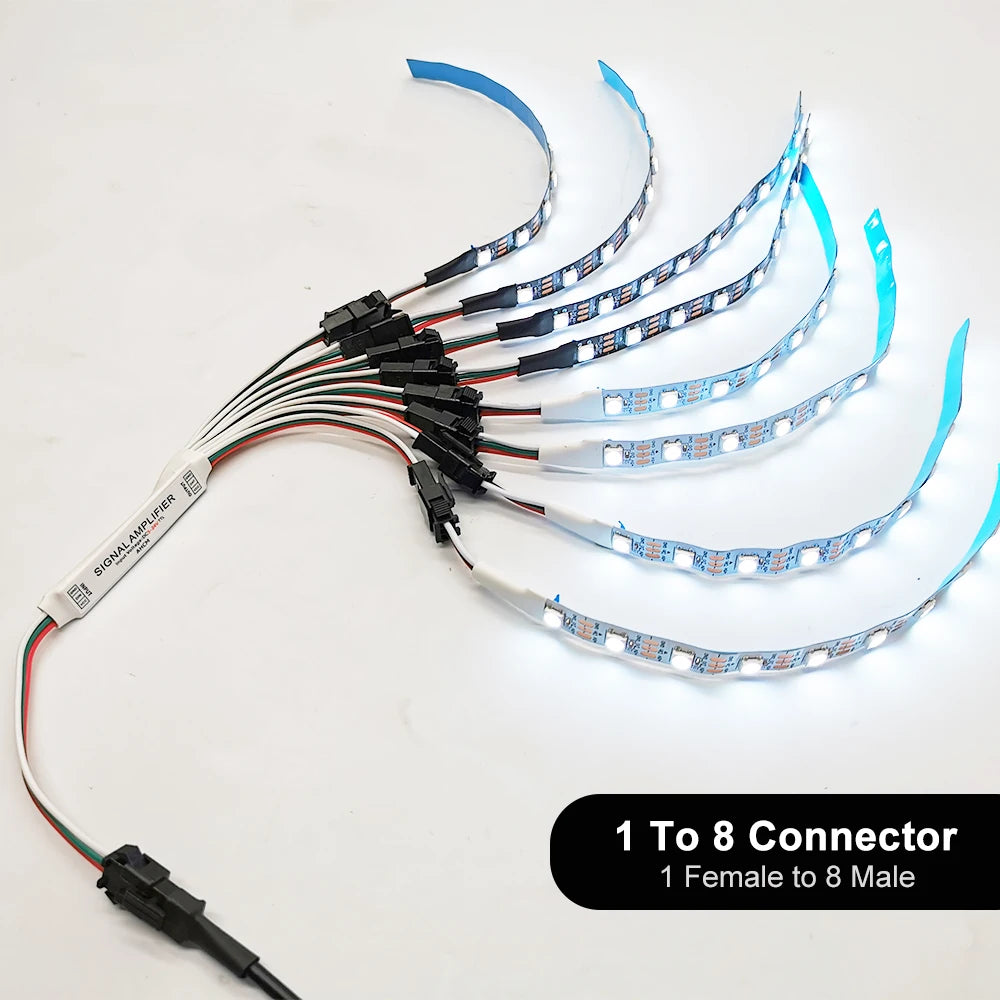 amplificateur signal led connecteur électronique câble noir rouge bleu blanc ws2812b ws2811 sk6812
