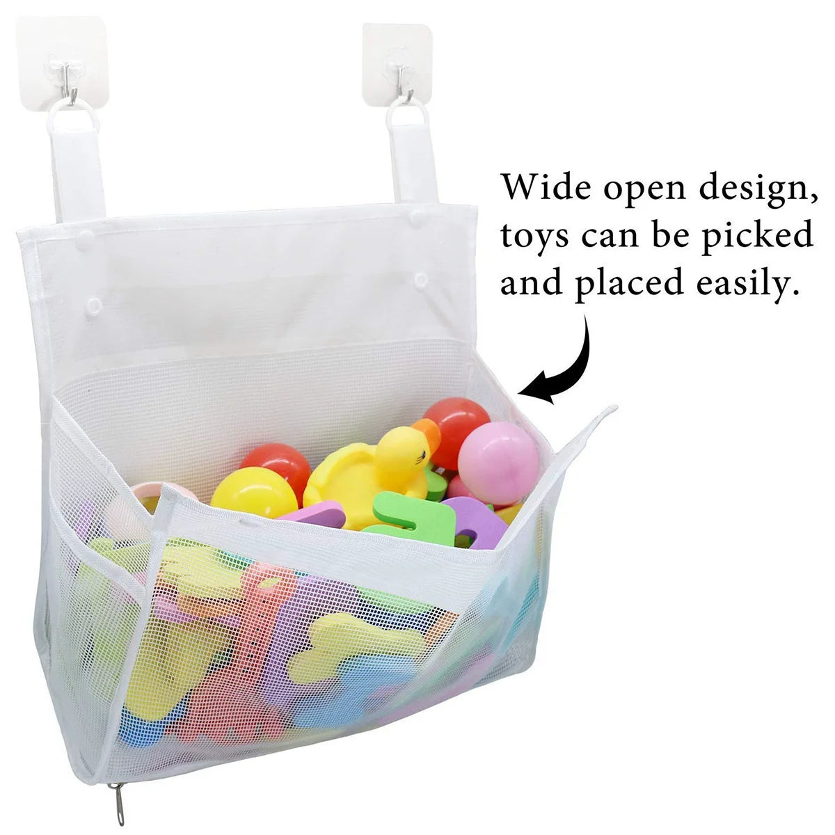 organisateur suspendu jouets bain blanc maille trous fixe tringle enfantins canards lettres plastique