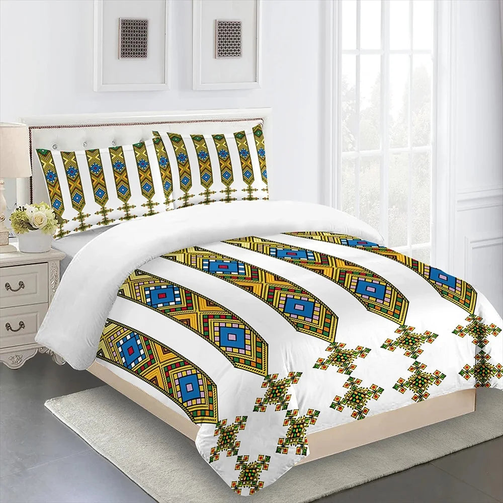 Parure de lit Saba Telet imprimé 3D motif éthiopien