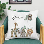 taies d'oreiller animaux forest enfants nom personnalisable illustration blanche festive