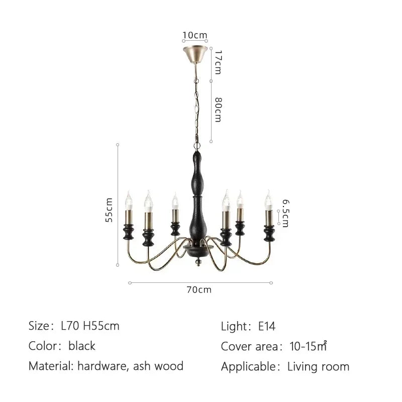 lustre salon doré bois classique têtes sans ombre éclairage hall chambre
