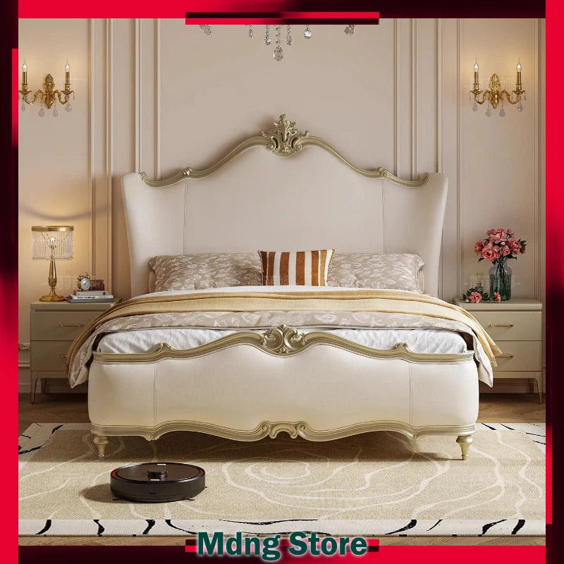 lit blanc doré élégant classique pieds ronds oreillers couverture drap minimaliste moderne chambre coucher