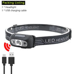 lampe frontale led noire texturée moderne rechargeable clip hiking camping búsqueda