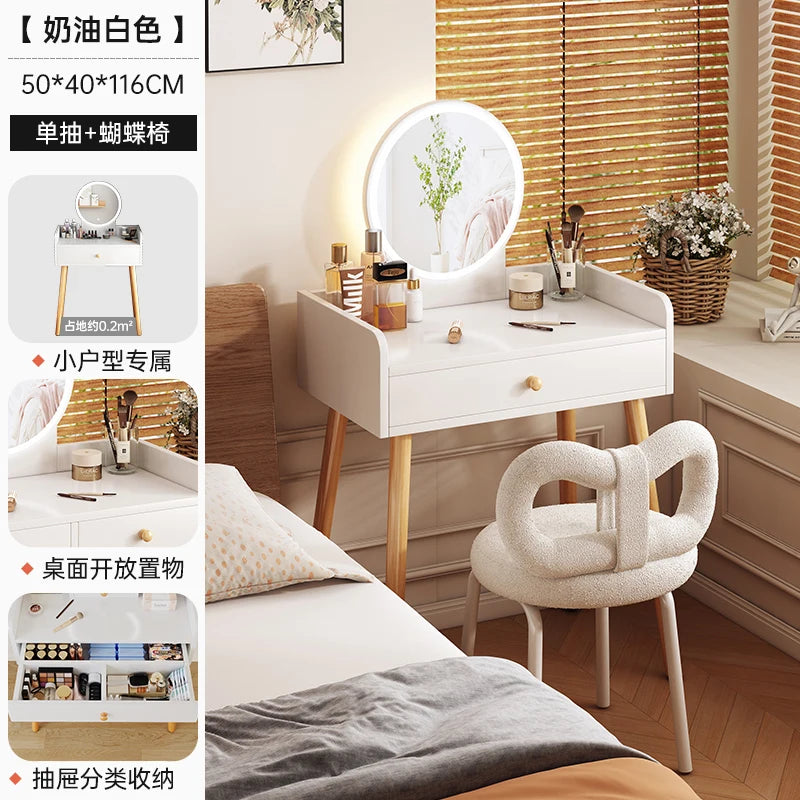 maquillage blanc moderne tiroirs chaise miroir lampe cosmétiques